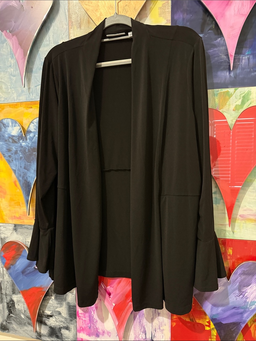 Susan Graver Black Long-Sleeve Open Cardigan